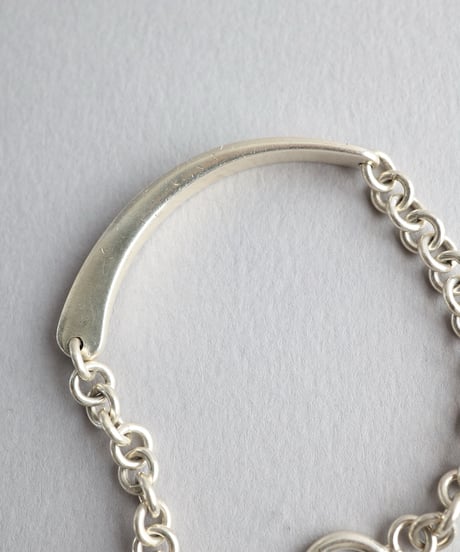 Curved Bar Chain Bracelet / Silver 925