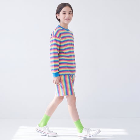 【100-160cm】ボーダーロングTシャツ（reco-y011)