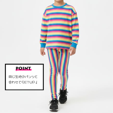 【100-160cm】ボーダーロングTシャツ（reco-y011)