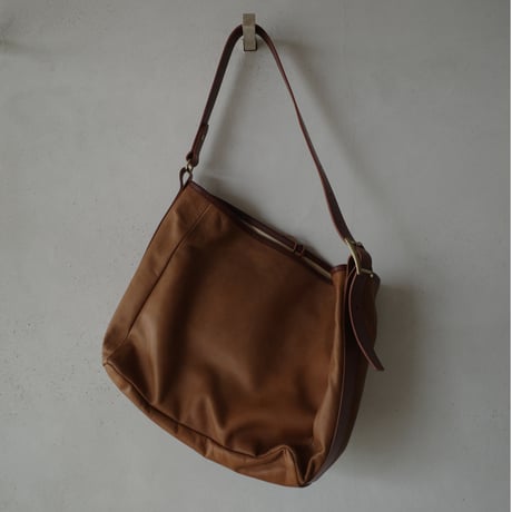<Post production> 2 Pockets Tote Bag[Large]  Horse Wax -Teak