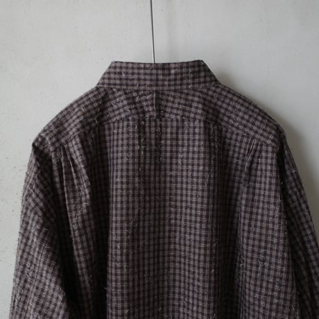 <Nikki ESSENTIAL PIECES> Hairy standard Shirt (BROWN CHECK)