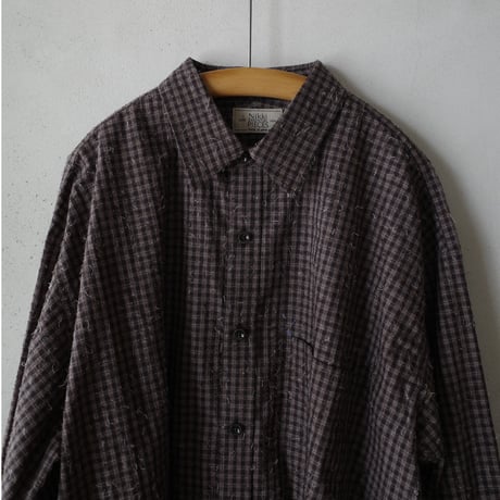<Nikki ESSENTIAL PIECES> Hairy standard Shirt (BROWN CHECK)
