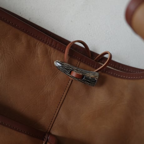 <Post production> 2 Pockets Tote Bag[Large]  Horse Wax -Teak