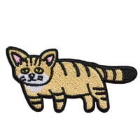 ワッペン スナネコ かわいい砂猫 刺繍パッチ デザイン：Ren サイズ：横7.5cm×縦3.6cm アイロン接着 説明書付き