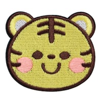 ワッペン かわいい虎（トラ） 刺繍パッチ アイロン接着 説明書付き サイズ：横5cm×縦4.5cm