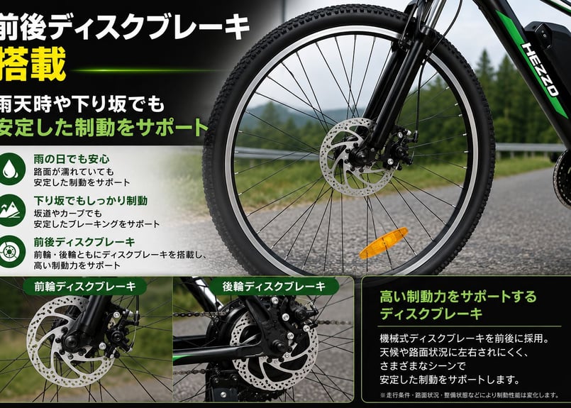 HEZZO 26インチ MTBモペット｜350Wモーター搭載・21段変速・前後