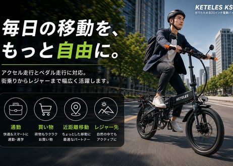 KETELES KS6 電動バイク 原付一種 20インチ 48V 350W 折りたたみ ペダル付き 7段変速 前後ディスクブレーキ