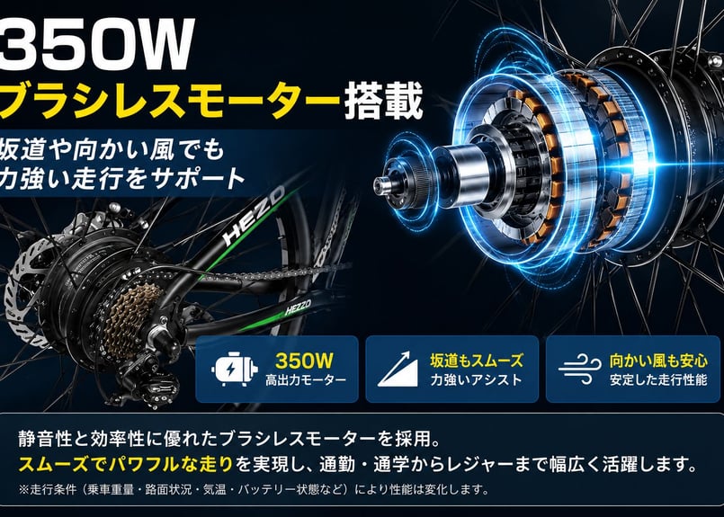 HEZZO 26インチ MTBモペット｜350Wモーター搭載・21段変速・前後