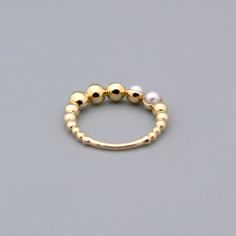 【K18YG】ベビーパール ボールリング（あこや真珠 3.5mm）