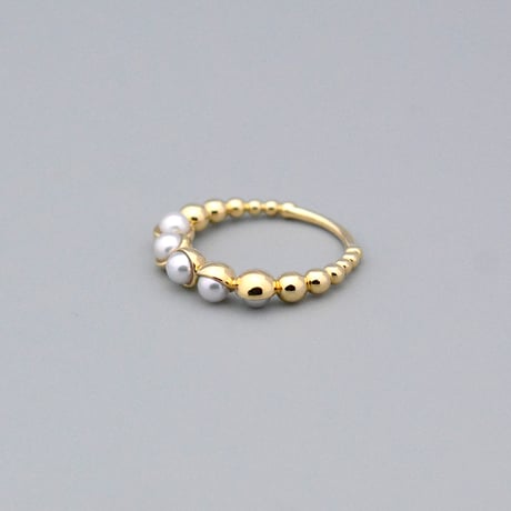 【K18YG】ベビーパール ボールリング（あこや真珠 3.5mm）