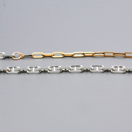 【K10YG/SV925】デュアルリンク バイカラーチェーンネックレス