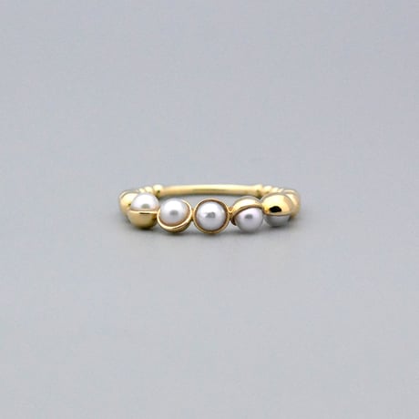 【K18YG】ベビーパール ボールリング（あこや真珠 3.5mm）