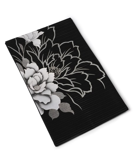 【新品】九寸名古屋帯 夏帯 絽 牡丹 黒色 [90100122]