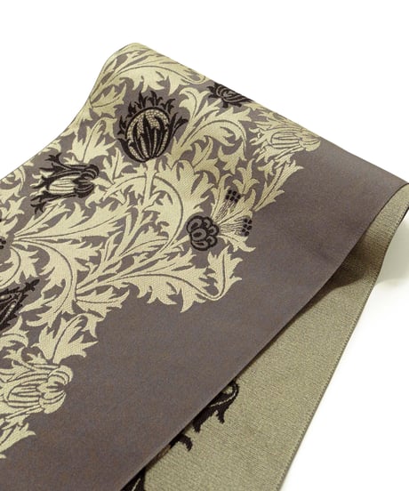 【新品】八寸名古屋帯 薊文様 樺茶色 [90100068]