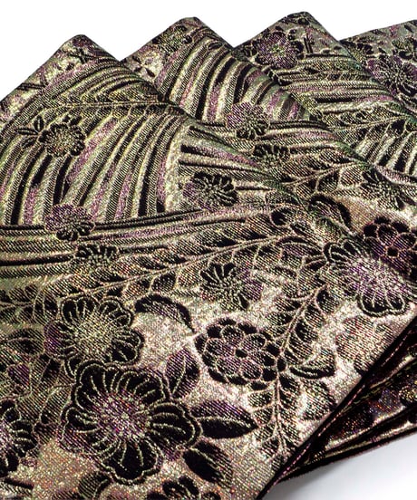 【新品】袋帯 西陣織 華翔苑 藤本仁謹製 証紙あり 辻が花風 金色 [90100052]