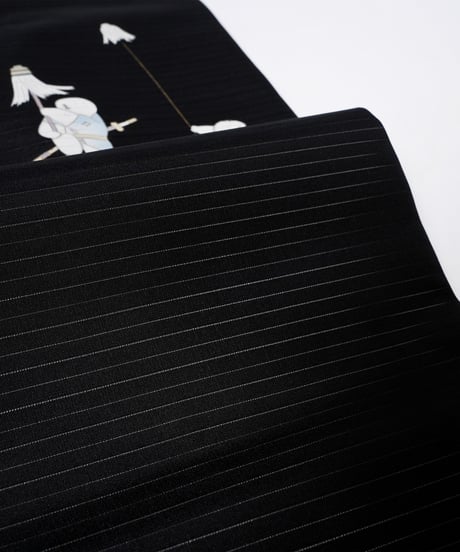 【新品】九寸名古屋帯 夏帯 絽 唐子文 黒色 [90100128]