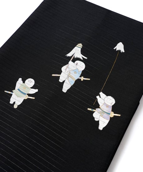 【新品】九寸名古屋帯 夏帯 絽 唐子文 黒色 [90100128]