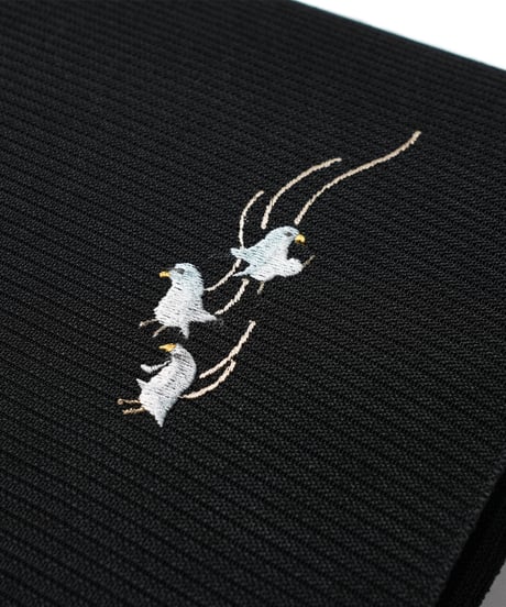 【新品】八寸名古屋帯 夏帯 絽 ペンギン 黒色 [90100126]