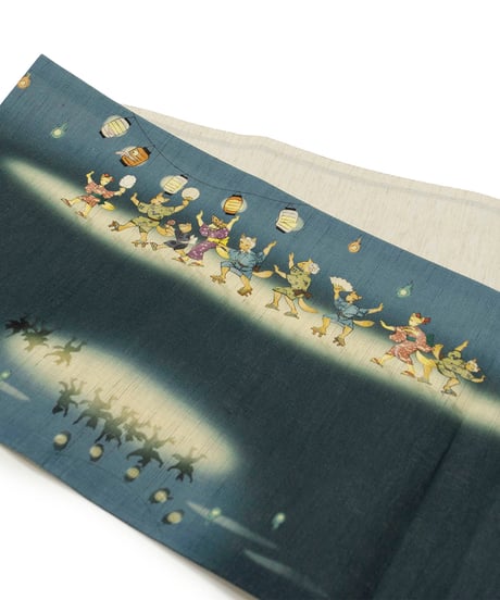 【新品】京袋帯 夏帯 麻 wa・kka 「鎮守の杜」 紺色 [90100019]