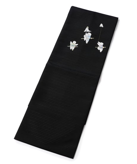 【新品】九寸名古屋帯 夏帯 絽 唐子文 黒色 [90100128]