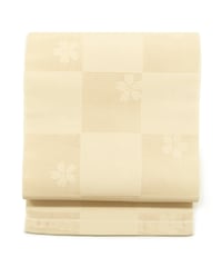 【新品】八寸名古屋帯 夏帯 市松 桜 象牙色 [90100002]