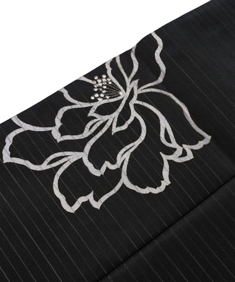 【新品】九寸名古屋帯 夏帯 絽 牡丹 黒色 [90100122]
