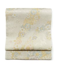 【新品】袋帯 西陣織 橋本テル織物謹製 証紙あり 辻が花百選 真珠色[90100057]