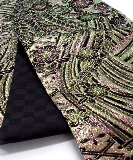 【新品】袋帯 西陣織 華翔苑 藤本仁謹製 証紙あり 辻が花風 金色 [90100052]