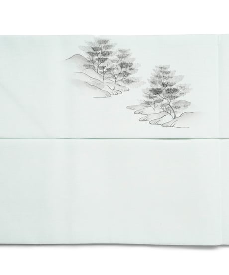 【新品】九寸名古屋帯 夏帯 紗 山水画 藍白色 [90100115]