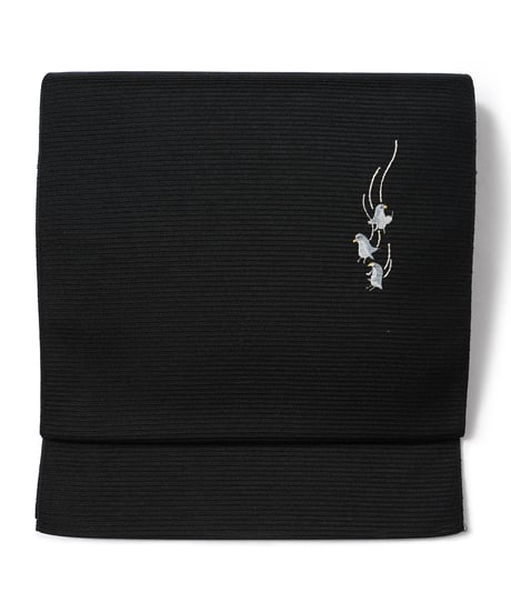 【新品】八寸名古屋帯 夏帯 絽 ペンギン 黒色 [90100126]
