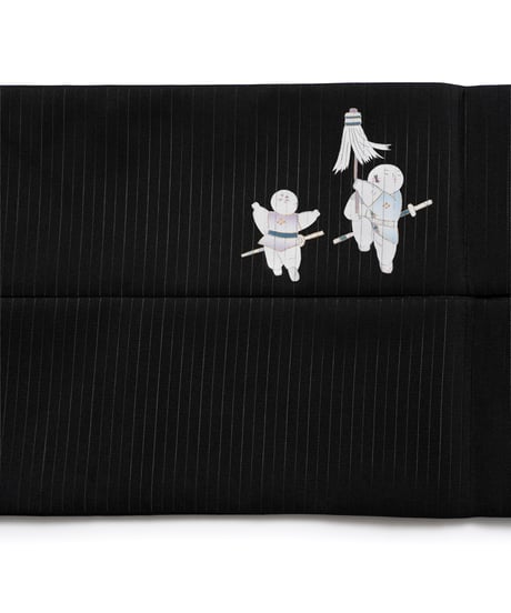 【新品】九寸名古屋帯 夏帯 絽 唐子文 黒色 [90100128]