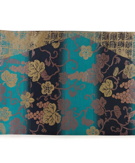 【新品】袋帯 葡萄唐草 納戸色×黒色 [90100056]
