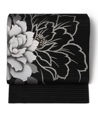 【新品】九寸名古屋帯 夏帯 絽 牡丹 黒色 [90100122]