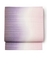 【訳アリ特価品】八寸名古屋帯 夏帯 麻 ぼかし 紫×薄桃色 [90100113]