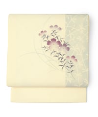 【新品】九寸名古屋帯 夏帯 絽 撫子 クリームイエロー [90100127]