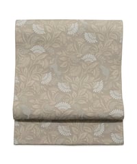 【新品】八寸名古屋帯 草花文様 猫 潤色 [90100067]