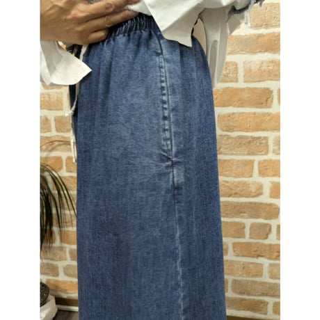 モードファスナー使いデニムワイドパンツ、セール