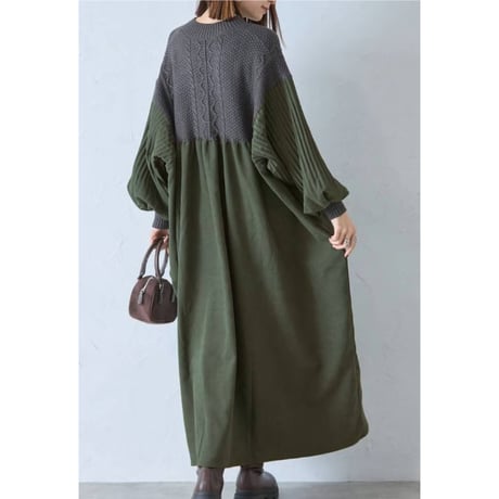 「新作入荷」人気アイテム今年も入荷　コーデュロイニットドッキングロングワンピース