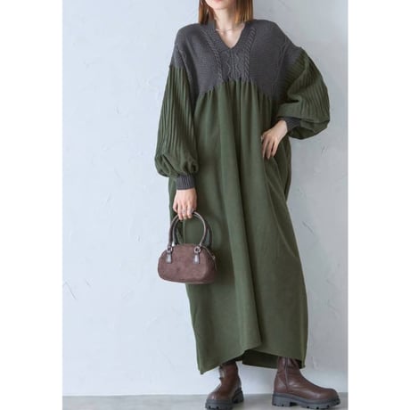 「新作入荷」人気アイテム今年も入荷　コーデュロイニットドッキングロングワンピース