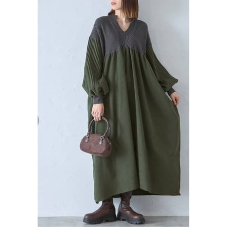 「新作入荷」人気アイテム今年も入荷　コーデュロイニットドッキングロングワンピース