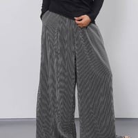 「新作」ピンストライプワイドパンツ「セットアップ可」