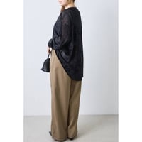 [新作]ベロアシアー胸ロゴ入り長袖トップス