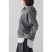 「新作」フード付きシャツレイヤード風パーカープルオーバー