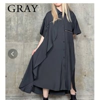 [モード]ファスナーデザイン裾重ねロングシャツワンピース