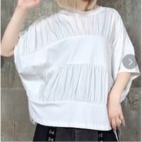 [モード]　異素材切替ギャザードルマン変形デザインティーシャツ.6990円20%OFFの
