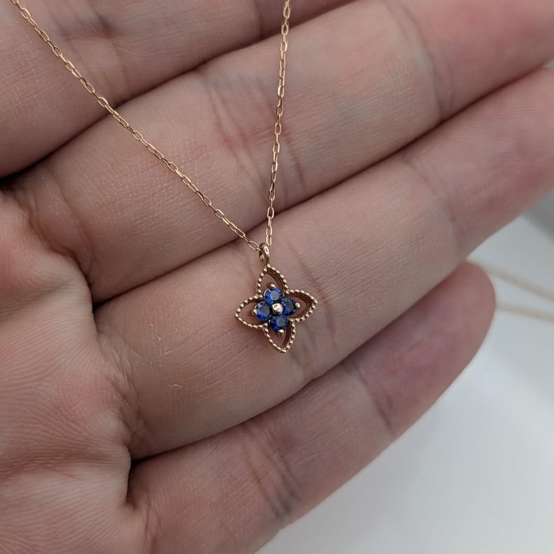K18PG サファイア 0.15ct ペンダント 45cm スライドアジャスター
