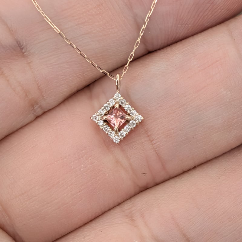 DPカード鑑別】K18PG パパラチアサファイア 0.08ct D0.05ct 40cm プ