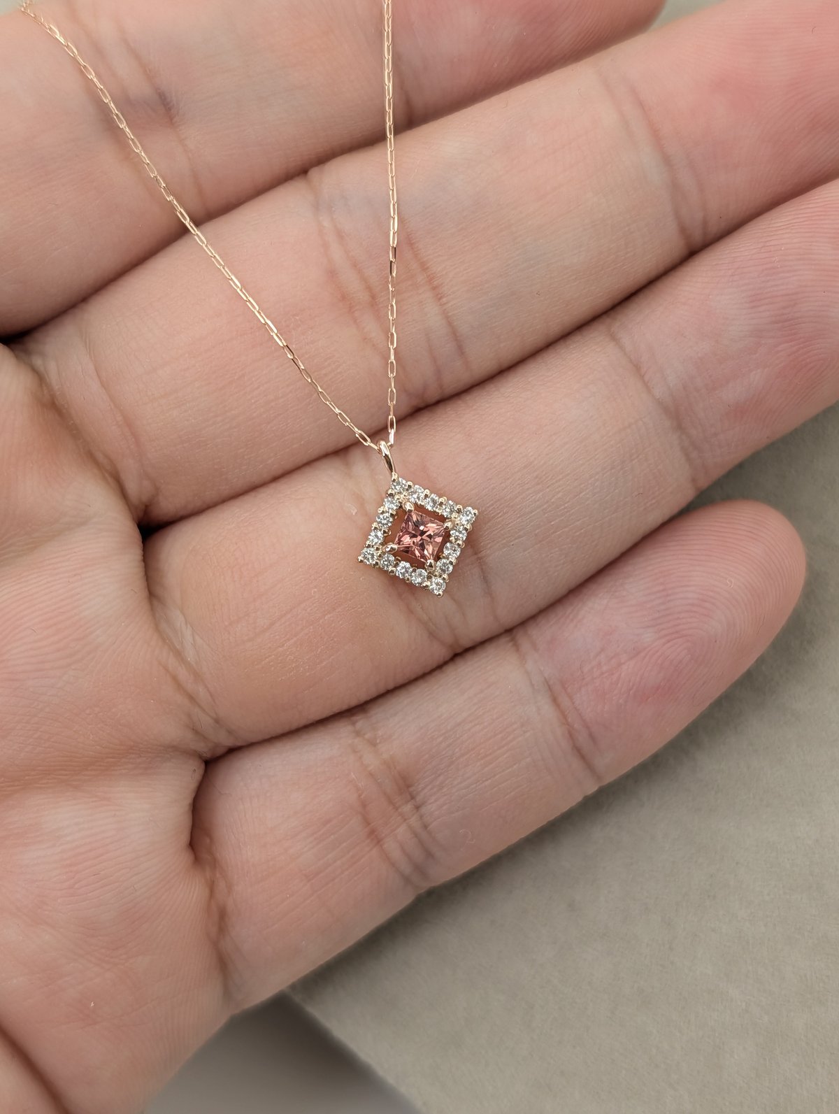 DPカード鑑別】K18PG パパラチアサファイア 0.18ct D0.08ct 40cm プ