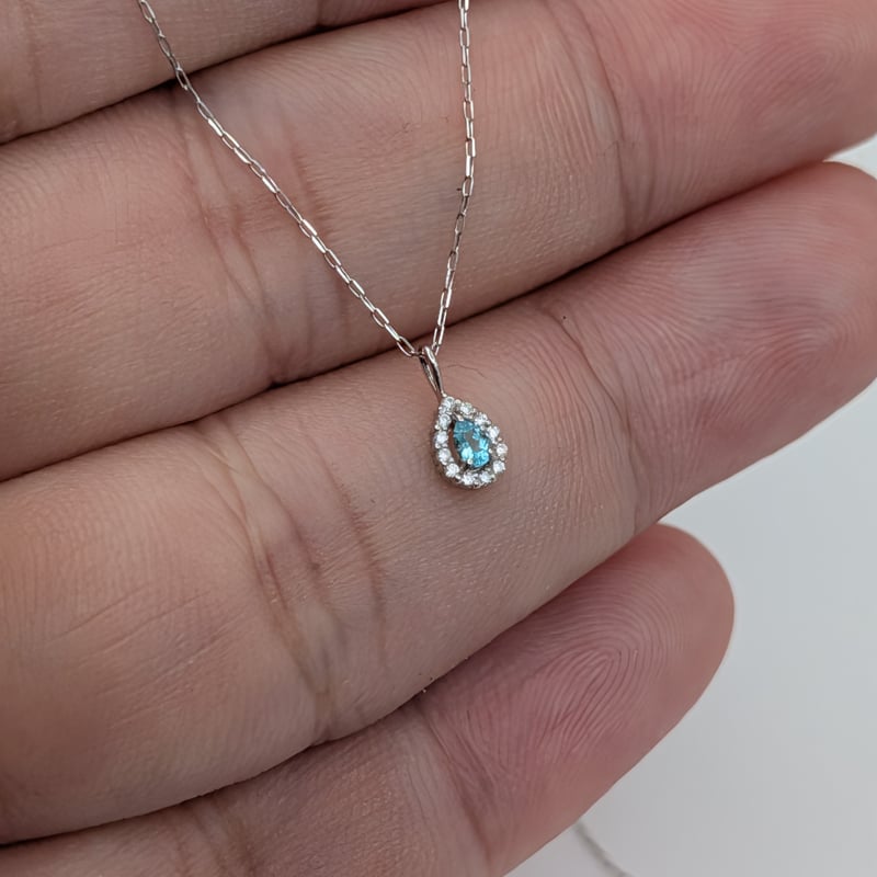 PT900パライバトルマリン 0.04ct ダイヤモンド 0.03ct 37+3cm ネックレ