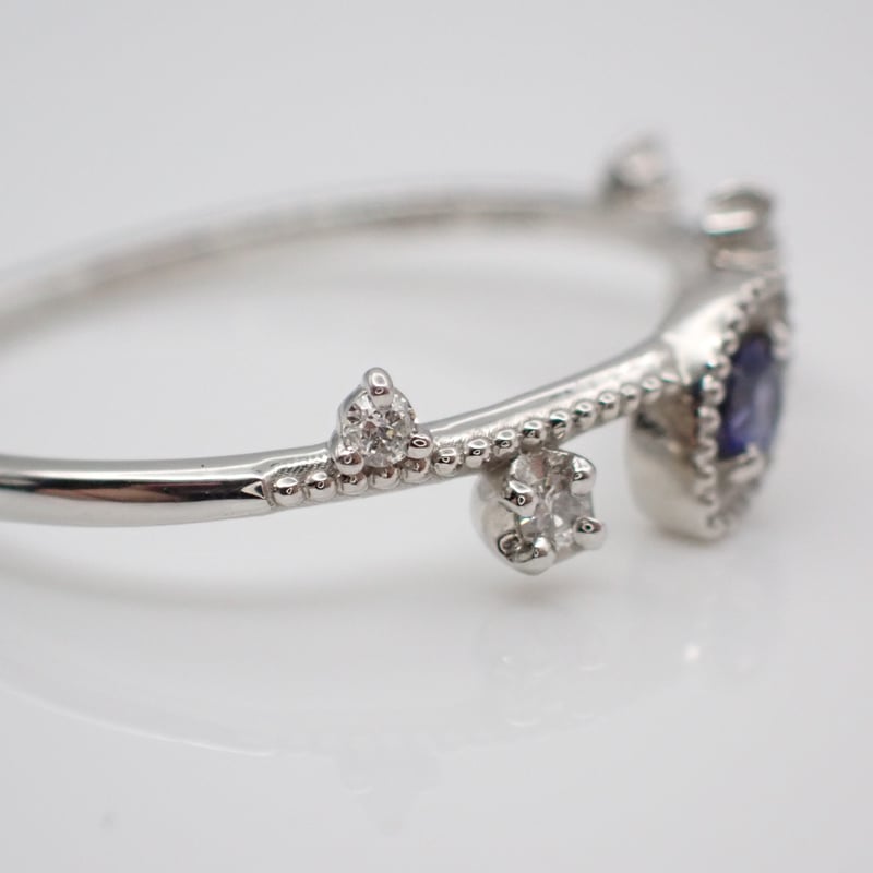 日宝協ソ】PT950 ベニトアイト 0.06ct ダイヤモンド 0.05ct 12号 リング
